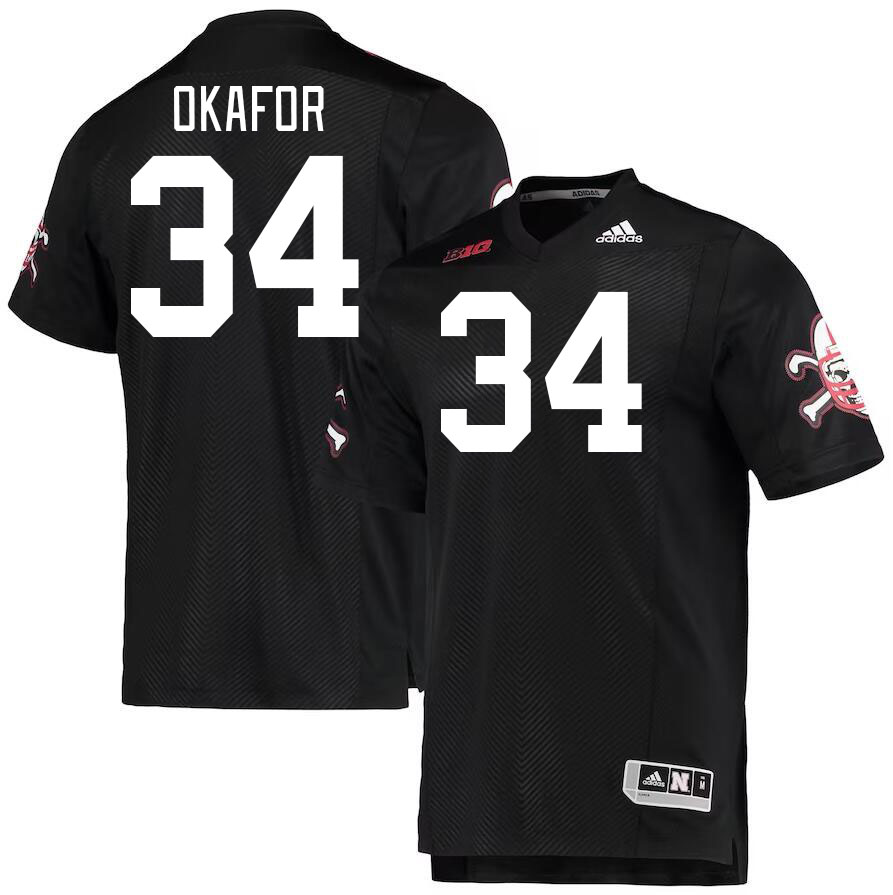 Men #34 Preston Okafor Nebraska Cornhuskers College Football Jerseys Stitched Sale-Black